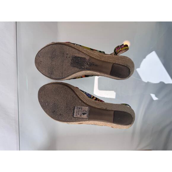 Dress Barn Multi Color Lotus Print Espadrille Wedge Heels - Size 7.5 - Picture 8 of 8